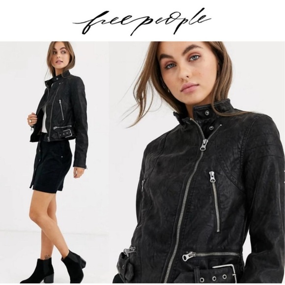 Free People Fenix Vegan Moto Jacket Small Faux Leather - Picture 1 of 6